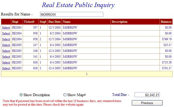 Payment history example